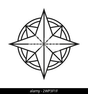 Symbole de rose du vent vintage, icône de silhouette plate de style simple Illustration de Vecteur