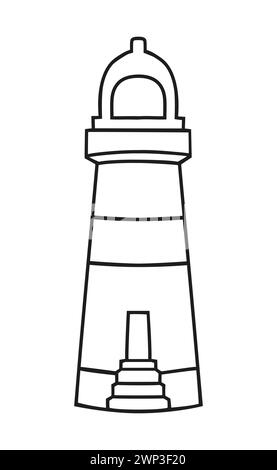 Symbole de phare, icône de silhouette plate de style simple Illustration de Vecteur