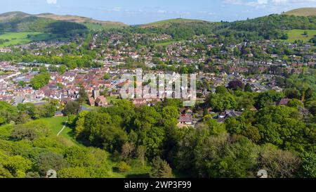 Vue aérienne estivale de Church Stretton Shropshire Angleterre Royaume-Uni Banque D'Images