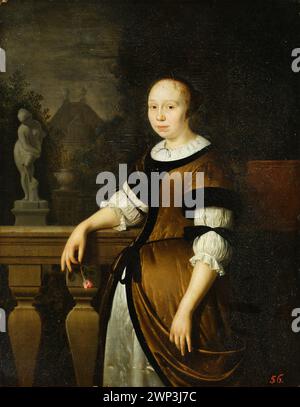 Portrait de la jeune dame avec une culotte ; Slingelandt, Pieter Cornelisz. Van (1640-1691) ; 1676 (1676-00-00-1676-00-00);Stanisław August Poniatowski (roi de Pologne - 1732-1798) - collections, peinture hollandaise, pertes de guerre récupérées, portraits de femmes Banque D'Images