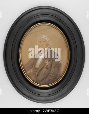 Portrait miniature d'Adam Prot Jacek Lelewel (1790-1884), officier napoléonien, représenté en 1850 en trois-quarts portant un uniforme militaire, documentant les campagnes napoléoniennes, les ordres dont la Légion d'honneur et Virtuti Militari, qui font partie de la collection de miniatures polonaises. Banque D'Images