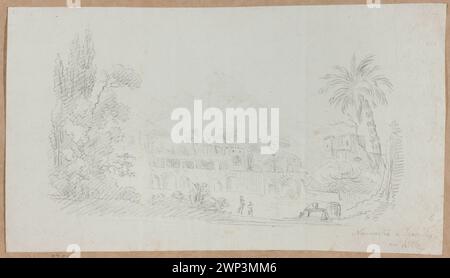 Naumachia in taormin ; verso : vue de Kazimierz Dolny ; Kotsetzer, Jan Christian (1753-1795) ; 1781 (1781-00-00-1781-00-00) ; Kazimierz Dolny (Voïvodie de Lubelskie), Sicile (Italie), Taormine (Italie), Weloński, Pie (1849-1931), Weloński, Pius (1849-1931)-collection, Italie (état), antique, antique, architecture romaine, architecture ancienne , Cirque (archite. Banque D'Images