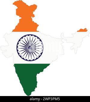 Drapeau de l'Inde carte, carte de l'Inde avec drapeau, carte du pays, Inde avec drapeau, drapeau de la nation Illustration de Vecteur