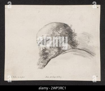 La gravure de Stefano della Bella représente un homme âgé barbu de profil gauche, représenté dans une pose parlante, une partie de sa série « Principia del Disen », datée vers 1643. Banque D'Images