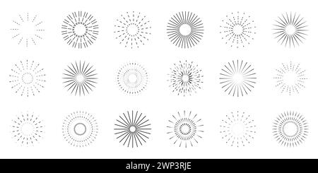 Ensemble de feux d'artifice. Feux d'artifice dessinés à la main. Illustration vectorielle. Image de stock. SPE 10. Illustration de Vecteur