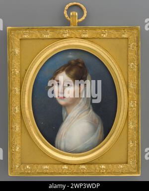 Portrait d'Aniela de Radziw, créé vers 1800 par Jan Baptist Lamps. Faisant partie de la collection de Maria Ludwika Czartoryska, elle représente une aristocrate féminine en costume contemporain, peinte comme un portrait de trois quarts. La miniature souligne l'habillement et l'apparence typique de la noblesse européenne de l'époque. Banque D'Images