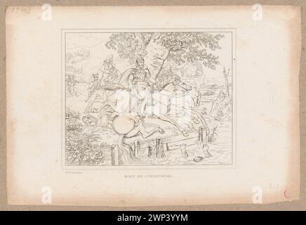 Livre de Mier Józef Poniatowski ; inconnu, Vernet, Horace (1789-1863) ; après 1830 (1830-00-00-1855-00-00) ; Poniatowski, Józef (1763-1813), Poniatowski, Józef (1763-1813)-iconographie, Woźnicki, Kazimierz (1878-1949), Woźnicki, Kazimierz (1878-1949)-collection, batailles, don (provenance), époque napoléonienne (1799-1815), légende du prince Józef Poniatowski (iconogr.), Pologne (culture), mort, mort du prince Józef Poniatowski (iconogr.) Banque D'Images