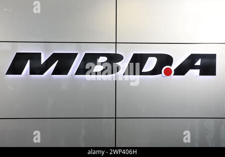 Schrobenhausen, Allemagne. 05 mars 2024. Le logo de l'entrepreneur de défense MBDA. Crédit : Karl-Josef Hildenbrand/dpa/Alamy Live News Banque D'Images