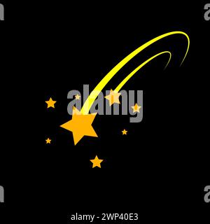 Fond noir de traînée d'étoile jaune. Illustration vectorielle. image de stock. SPE 10. Illustration de Vecteur