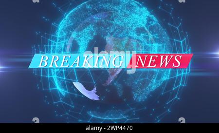 Texte d'information de dernière minute avec Technology Global Planet. Rendu 3D généré par ordinateur Banque D'Images