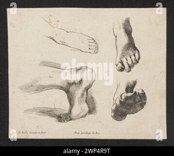 La gravure de Stefano della Bella présente des études supplémentaires sur les pieds, une partie de sa série 'Principia del Disegno', datée vers 1643. Banque D'Images
