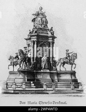Monument Maria Theresa à Vienne, impératrice, cavalier, Monument, Autriche, illustration historique 1890 Banque D'Images