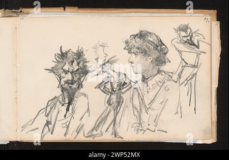 Croquis du personnage de Mephista ; buste de la fille dans le monde ; verso : deux croquis des personnages ; Bili Ska-Bohdanowiczowa, Anna (1854-1893) ; 1884 (1884-00-00-1884-00-00) ; Artemis (mitol.), Renault, Wanda (1910-1990) - collection, Satan (iconogr.), achat (provenance) Banque D'Images