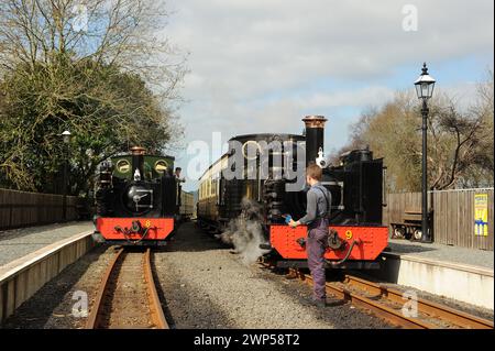 No 8 ('Llywelyn') avec un train pour Devil's Bridge, traversant 'Prince of Wales' à Capel Bangor. Banque D'Images