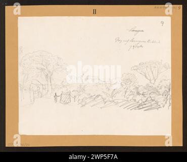 Vue de la ville de Laranjeiras au Brésil à partir de 1842, dessinée par le prince Adalbert de Prusse, montrant l'architecture locale, les rues, les paysages et les environs exotiques dans le cadre de ses records de voyage en Amérique du Sud. Banque D'Images