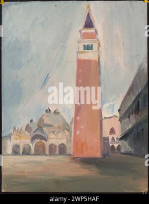 Le tableau de Franciszek Bartoszek vers 1938 représente la vue de Saint-Marc et du Campanile à Venise, en Italie. C'est un paysage urbain créé pendant l'entre-deux-guerres et représente un paysage urbain contemporain. Banque D'Images