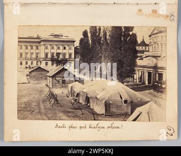 Varsovie. 'Place saxonne sous le Biarowy Or' (vue de l'Hôtel de l'européen vers Saxon et Bruhl, à droite, le bâtiment de la caserne saxonne, suivi d'une maison d'habitation à Ossoli Beyer, Karol (1818-1877); 1861-1863 (1861-00-00-1863-00-00);Méyet, Léopold (1850-1912) - collection, Palais Saski (Varsovie), Varsovie (Voïvodie Masovienne), Dar (provenance), place Saski (Varsovie), armée russe Banque D'Images