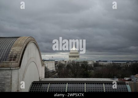 Washington, États-Unis. 05 mars 2024. Une vue générale du Capitole des États-Unis, à Washington, DC, le mardi 5 mars, 2024. (Graeme Sloan/Sipa USA) crédit : Sipa USA/Alamy Live News Banque D'Images