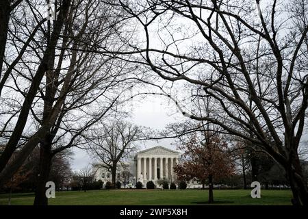 Washington, États-Unis. 05 mars 2024. Une vue générale de la Cour suprême des États-Unis, à Washington, DC, le mardi 5 mars, 2024. (Graeme Sloan/Sipa USA) crédit : Sipa USA/Alamy Live News Banque D'Images