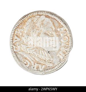 Pièce de trojak en argent frappée en 1598, représentant Wilhelm Kettler, émise sous le duc Fryderyk Kettler en Courlande et Semigallia. Banque D'Images