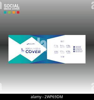 bannière de couverture de médias sociaux faite de 4 vecteurs colorés pour l'entreprise et toute meilleure utilisation de l'entreprise Illustration de Vecteur
