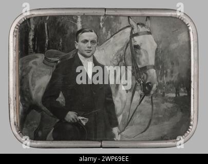 Photographie : Wojciech Kossak (1856-1942), portrait de Bronis Aawa Krystall avec un cheval, 1923 ; vers 1925 (1923-00-00-1939-00-00) ; Kossak, Wojciech (1856-1942)-reproduction, Krystall, Bronisław (1887-1983), Krystall, Bronisław (1887-1983)-iconographie, Krystall, Bronisław (1887-1983)-collection, chevaux, peinture, peinture polonaise, portraits , portraits d'hommes, document testamentaire (provenance), animaux Banque D'Images