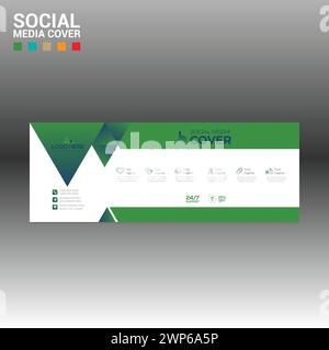 bannière de couverture de médias sociaux faite de 4 vecteurs colorés pour l'entreprise et toute meilleure utilisation de l'entreprise Illustration de Vecteur