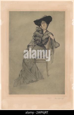 Lady in black ; Care, Ignacy (1865-1941) ; 1905 (1905-00-00-1905-00-00) ; Young Poland (style), partage plus, Français (culture), graphismes polonais, chapeaux (coiffures), femmes, chaises, mode, Pologne (culture), portraits, portraits d'en pied, Portraits féminins, remarques, symbolisme (style) Banque D'Images