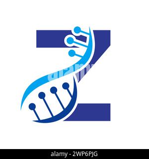 Logo ADN initial sur le modèle vectoriel lettre Z pour le symbole santé Illustration de Vecteur