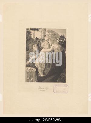 La Vierge, L'engant et Saint Jean, Stan III ; Jasi ski, Feliks Stanis AW (1862-1901), Botticelli, Sandro (1444 voitures 1445-1510), Wittmann ch., imprimerie (couples 1902) ; 1890 (1890-00-00-1890-00-00) ; Baby Jesus (iconogr.), Jean-Baptiste (Saint), Maria (mère de Jésus Christ), Wellsz, Leopold (1882-1972), Wellsz, Leopold, 1882-1972) français (culture), graphisme français, graphisme Pologne, graphisme reproductif, livres de prières, impressions de test, estampes d'État, sceaux d'entreprise, sceaux d'édition, Pologne (culture), représentations dévotionnelles, roses (bot.), scènes religieuses, achat (provenance) Banque D'Images