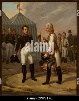 Napoléon et Franciszek II après la bataille d'Austerlitz ; Stankiewicz, Aleksander (1824-1892) ; 1841 (1841-00-00-1841-00-00) ; Austerlitz (République tchèque), bataille d'Austerlitz (1805), Franciszek II (empereur autrichien- 1768-1835) ; Franciszek II (empereur autrichien- 1768-1835) 1821 - iconographie, Napoléon I (empereur français- 1769-1821), Napoléon - 1769, romantisme (style), guerres napoléoniennes Banque D'Images