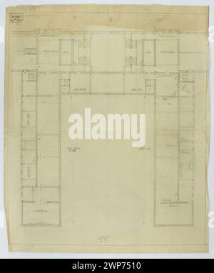 Varsovie. Musée national. Esquisse de conception. Partie Rodkowa (III-IV-V). Pi d'abord. Plan des salles de peinture ; échelle 1 : 100 ; Tadeusz (1887-1951) ; 1926 (1926-00-00-1926-00-00) ; Musée national de Varsovie (1862-), Varsovie (Voïvodie Masovienne), musées (architecte), projets architecturaux, jetés architecturaux Banque D'Images