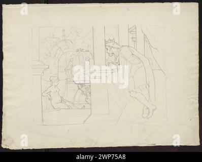 Tableau de Hans Thoma, 1905-1908, représentant l'histoire biblique de David et Bathsheba, mettant en évidence les figures, la composition et le style d'époque. Banque D'Images