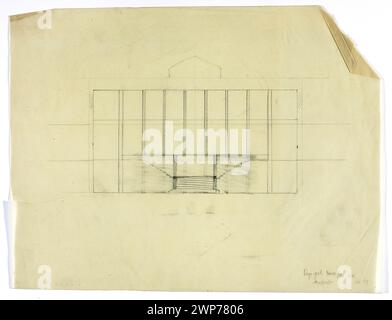 Varsovie. Musée national. Esquisse de conception. Hall of the Gentlemen. Martelé avec escalier principal ; Tadeusz (1887-1951) ; 1927-1935 (1927-00-00-1935-00-00) ; Musée national de Varsovie (1862-), Varsovie (Voïvodie Masovienne), musées (architecte), projets architecturaux, escaliers (architecte.) Banque D'Images