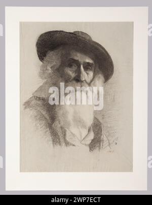Buste d'un homme âgé barbu portant un chapeau, créé par Anna Bili Ska-Bohdanowiczowa en 1880, représentant les traits du visage et la tenue vestimentaire. Banque D'Images