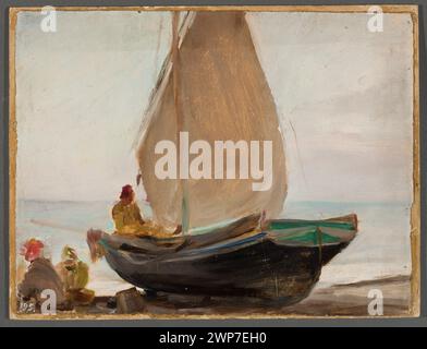 Cette œuvre de Jan Cie ski montre des paysages et des scènes côtières à Alupka, en Crimée, y compris des bateaux et des voiliers. Il a été collecté par les collections d'art de l'État de Varsovie entre 1887 et 1899. Banque D'Images