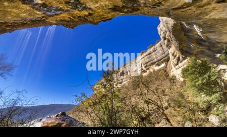 Cascade de la Mea, Ravine of the Mea, Puentedey, Las Merindades, Burgos, Cantabrique, Castilla y León, Espagne, Europe Banque D'Images