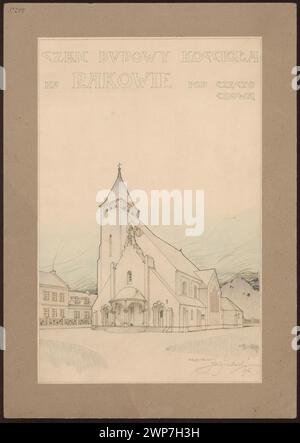 Pièce. Église à Raków. Projet non réalisé. Vue générale ; Wojciechowski, Jaros AW (1874-1942) ; 1911 (1911-00-00-1911-00-00) ; Częstochowa (voïvodie de Śląskie), Wojciechowski, Jarosław (1874-1942), Wojciechowski, Jarosław (1874-1942)-collection, architecture, don (provenance), églises (architecte), villes, modernisme (style) Banque D'Images