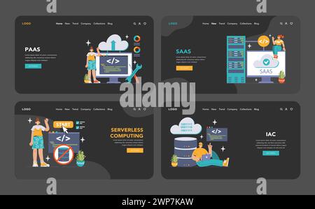 Concept de plate-forme en tant que service. Visualisation détaillée de la structure PaaS, avec informatique sans serveur et évolutivité. Exploration de la technologie, de l'intégration et de la gestion du cloud. illustration vectorielle Illustration de Vecteur