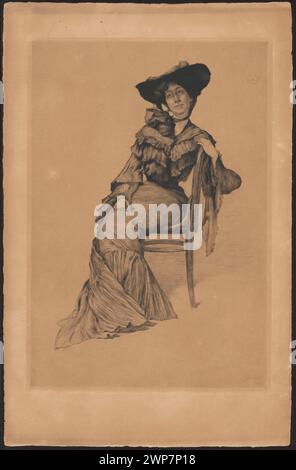 Lady in black ; Care, Ignacy (1865-1941) ; 1905 (1905-00-00-1905-00-00) ; Young Poland (style), partage plus, Français (culture), graphismes polonais, chapeaux (coiffures), femmes, chaises, mode, Pologne (culture), portraits, portraits d'en pied, Portraits féminins, remarques, symbolisme (style) Banque D'Images