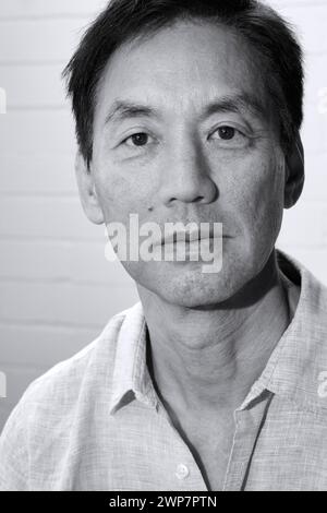 Portrait en noir et blanc d'un Japane dans la cinquantaine Banque D'Images