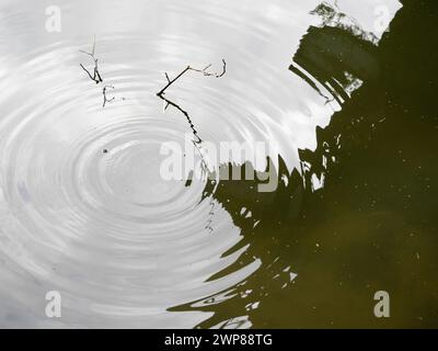 Sous un pont de chemin de fer abandonné sur la Tamise à Kennington, une vision de la beauté abstraite des reflets et des ondulations. Banque D'Images