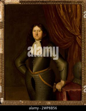 Une peinture néerlandaise du XVIIe siècle de Pieter Cornelisz van Slingelandt représente un chevalier en armure portant l'ordre allemand, mettant en valeur les vêtements militaires et l'iconographie chevaleresque, conservés dans les collections de Tarnów. Banque D'Images