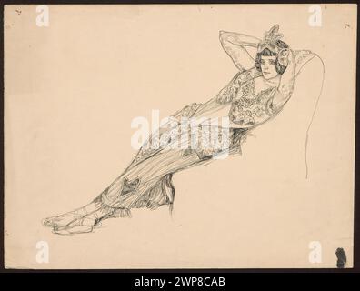 Tableau 'Odalisque' de Jan Rembowski, créé après 1910, faisant partie de la collection de Maria Cukierówna. L'œuvre représente une femme à la mode orientale, représentant le style jeune Pologne et des dessins polonais. Banque D'Images