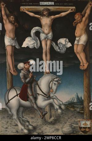 La Crucifixion avec l'artiste centurion converti : Lucas Cranach l'ancien (allemand, 1472-1553) Banque D'Images