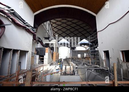 Prague, République tchèque. 06 mars 2024. Visite du site à l'occasion du deuxième anniversaire du début de la reconstruction du Palais industriel sur le parc des expositions de Prague, le 6 mars 2024. Crédit : Katerina Sulova/CTK photo/Alamy Live News Banque D'Images