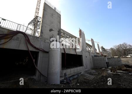 Prague, République tchèque. 06 mars 2024. Visite du site à l'occasion du deuxième anniversaire du début de la reconstruction du Palais industriel sur le parc des expositions de Prague, le 6 mars 2024. Crédit : Katerina Sulova/CTK photo/Alamy Live News Banque D'Images