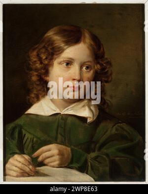 Portrait d'un enfant écrivant ; G Owacki, Jan Nepomucen (1802-1847) ; 1840 (1840-00-00-1840-00-00) ; écriture, Portraits d'enfants, achat (provenance) Banque D'Images