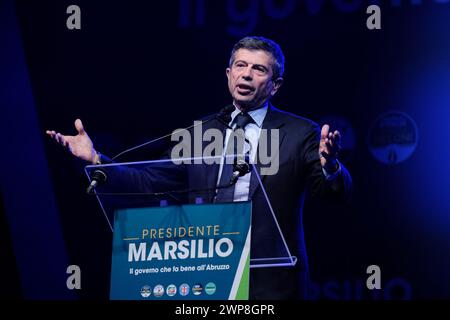 Pescara, Italie. 5 mars 2024. Maurizio Lupi pour les élections régionales des Abruzzes. Crédit : Unicode images/Alamy Live News Banque D'Images