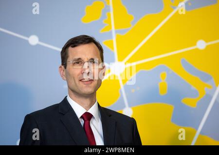 Bonn, Allemagne. 06 mars 2024. Tobias Meyer, PDG du groupe DHL, avant la conférence de presse annuelle du groupe DHL avec Deutsche Post. Crédit : Thomas Banneyer/dpa/Alamy Live News Banque D'Images